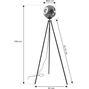 Lindby - Valentina - Vloerlamp - Rookgrijs - Glas - 150 cm