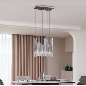 Lucande - hanglamp- met dimmer - 8lichts - Glas, aluminium - rookgrijs, zilver - Inclusief lichtbronnen