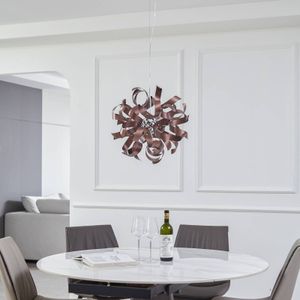 Lucande hanglamp Kaelor, Ø 46 cm, koperkleurig, aluminium