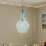 Lindby - hanglamp - 1licht - Glas, metaal - E27 - lichtblauw, zwart