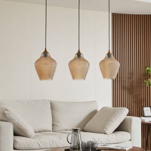 Lindby - Drakar - Hanglamp - Amber - Glas - Ø 22 cm, 3-lamps
