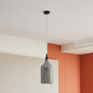 Lindby - hanglamp - 1licht - Glas, metaal - E27 - rookgrijs, zwart