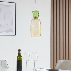 Lucande - hanglamp - 1licht - Glas, metaal - H: 37 cm - geel, lichtgroen, wit mat - Inclusief lichtbron