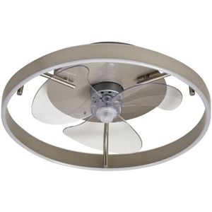 Lindby - Plafondventilatoren met verlichting- met dimmer - Aluminium, PVC, AS, ijzer - H: 14 cm - zilvergrijs, transparant