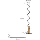 Lindby - Spiraali - Vloerlamp - Grijs - Hout - Hoogte 133 cm