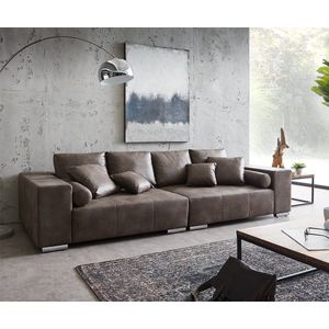XXL-bank Marbeya donkerbruin 285x115 cm met 10 Kussens Big Sofa