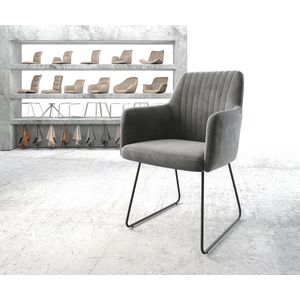 Gestoffeerde-stoel Greg-Flex slipframe zwart fluweel grijs pocketveer kern