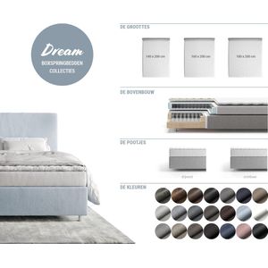 DELIFE Boxspringbett Dream-Great, Mikrofaser Anthrazit Vintage 160x200 cm mit Matratze und Topper