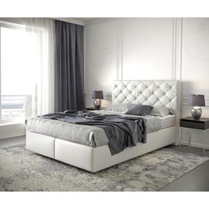 Boxspringbed Dream-Great kunstleder wit 140x200 met matras en topper