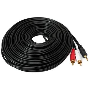 SYSTEM-S RCA-kabel (2 RCA-stekkers naar AUX-stekker, 3,5 mm, stereo AV-stekker) 15 m