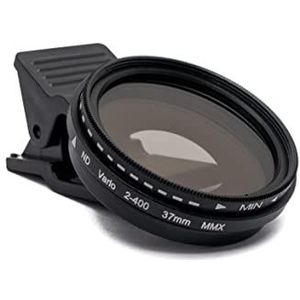 SYSTEM-S ND Vario Filter 37 mm 2 tot 400 Grijs Lens met Clip voor Smartphones in Black