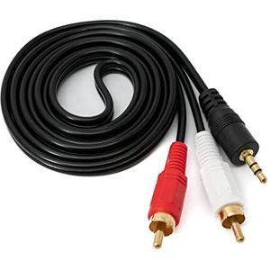 SYSTEM-S RCA-kabel (2 cinch-stekkers naar 3,5 mm AUX-stekker, stereo AV-stekker) 1,5 m, zwart