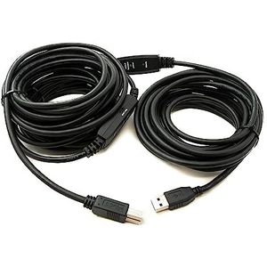 System-S USB 3.0 Repeater-kabel 15 m type A stekker naar B stekker adapter in zwart