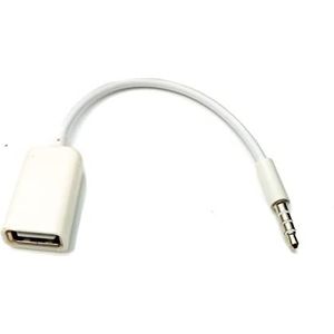 System-S Audio USB-kabel 15 cm 3,5 mm jack stekker naar 2.0 type A bus AUX in wit