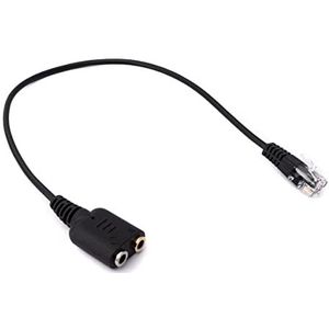 SYSTEM-S Telefoon Headset Adapter 20cm RJ9 Stekker naar 2X 3.5mm Jack Audio Kabel Zwart