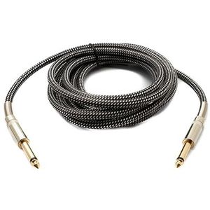 System-S Audio kabel 3 m 6,35 mm jack plug naar stekker nylon gevlochten knikbescherming AUX adapter