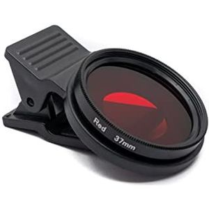 SYSTEM-S Kleurfilter rood 37 mm lens kleur met clip voor smartphones in zwart