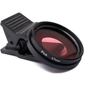 SYSTEM-S Kleurfilter roze 37 mm lens kleur met clip voor smartphones in zwart