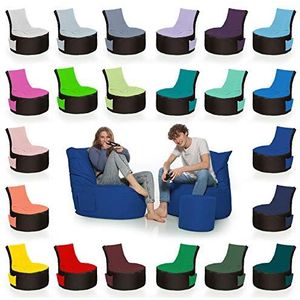 HomeIdeal - 2-kleurige gamer-zitzak lounge voor volwassenen en kinderen - indoor & outdoor omdat hij waterdicht is - met EPS-parels + kruk, kleur: zwart-blauw, maat: volwassenen + 35 x 30 cm