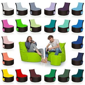 HomeIdeal - 2-kleurige gamer-zitzak lounge voor volwassenen en kinderen - indoor & outdoor omdat hij waterdicht is - met EPS-parels + kruk, kleur: zwart-kiwiggroen, maat: volwassenen + 35 x 30 cm