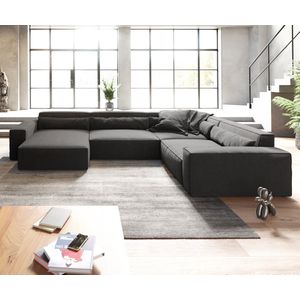 Wohnlandschaft Sirpio XL 360x260 cm Mikrofaser Schwarz Recamiere variabel