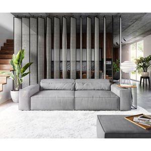 Big-Sofa Sirpio XL 270x130 cm Mikrofaser Grau mit Hocker