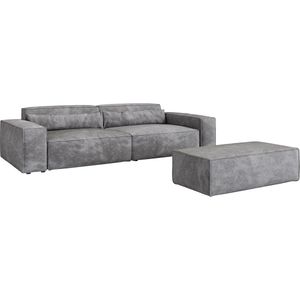 Big-sofa Sirpio XL 270x130 cm microvezel taupe met kruk