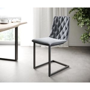 Set-van-4-gestoffeerde-stoel Trado-Adesso grijs fluweel sledemodel
