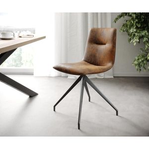 Set-van-4-gestoffeerde-stoel Pia-Adesso bruin vintage kruisframe