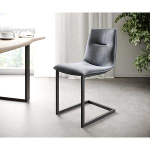 Set-van-4-gestoffeerde-stoel Pia-Adesso grijs fluweel sledemodel