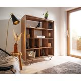 Boekenkast Stonegrace 120x150 acacia natuur 12 vakken steen fineer V-voet