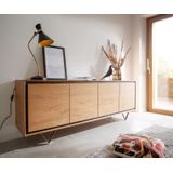 Sideboard Stonegrace 200 cm Akazie Natur 4 Türen Steinfurnier V-Fuß