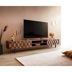 Tv-meubel Fevo acacia bruin 240 cm 4 deuren L-pootjes lowboard