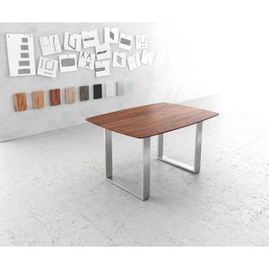 Eettafel Edge Boot acacia bruin140x90 edelstaal smal zwitserse rand eettafel