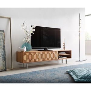 Tv-meubel Fevo acacia natuur 160 cm 2 deuren L-pootjes lowboard