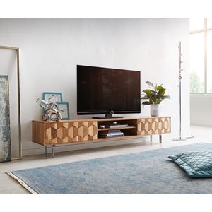 Tv-meubel Fevo acacia natuur 200 cm 2 deuren L-pootjes lowboard