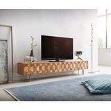 Tv-meubel Fevo acacia natuur 200 cm 4 deuren L-poot lowboard