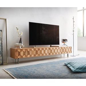 Tv-meubel Fevo acacia natuur 220 cm 4 deuren zwevend lowboard