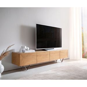 Tv-meubel Kayu acacia natuur 200 cm 4 deuren V-poot lowboard