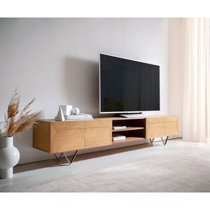 Tv-meubel Kayu acacia natuur 240 cm 4 deuren V-poot lowboard