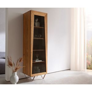 Vitrinekast Kayu acacia natuur 55x180 cm 1 deur V-poot highboard