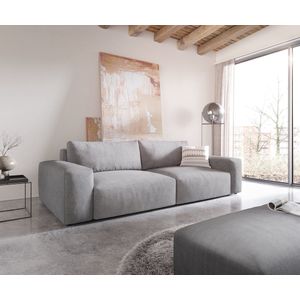 Big-Sofa Lanzo XL 270x130 cm Mikrofaser Grau mit Hocker