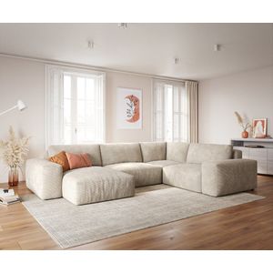 Woonlandschap Lanzo XL Corduroy Beige 360x260 cm Recamiere variabel