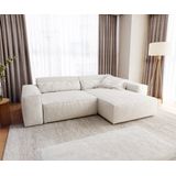 Ecksofa Sirpio XL 270x170 cm Bouclé Creme-Weiß Recamiere variabel mit Hocker