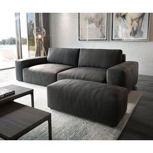 Big-sofa Lanzo XL kunstleer vintage antraciet 270x130 cm met hocker