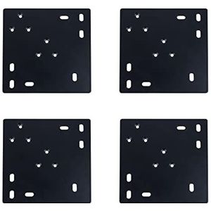 4 x adapterplaatadapter, montageplaat voor vierkante en ronde tafelpoten en meubelpoten, multifunctionele connector voor tafelbladen van hout, steen of kunststof, zeer stabiel (zwart, set van 4)