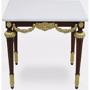 Casa Padrino luxe barokke bijzettafel met marmeren blad wit/donkerbruin/goud - Rechthoekige massief houten tafel in barokstijl - Barok meubilair - Noble & magnificent