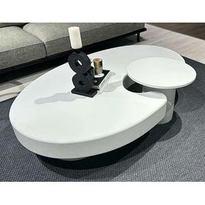 Casa Padrino Luxe salontafel met bijzettafel wit 171 x 110 x 35,5 cm - ovale woonkamertafel met bijzettafel - woonkamermeubels - luxe meubels - luxe inrichting