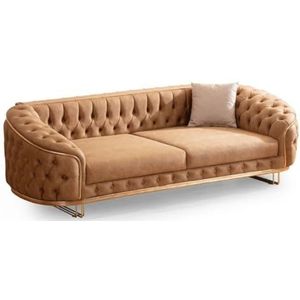 Casa Padrino luxe Chesterfield kunstleren bank met verstelbare rugleuning vintage bruin/messing 230 x 95 x H. 85 cm - Woonkamer bank - Woonkamermeubels - Luxe meubels