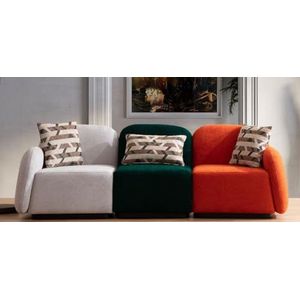 Casa Padrino luxe 3-zitsbank grijs/groen/oranje/zwart 275 x 60 x H. 77 cm - Modulaire 3-delige woonkamerbank - Hotelbank - Woonkamermeubilair - Hotelmeubilair - Luxe meubels